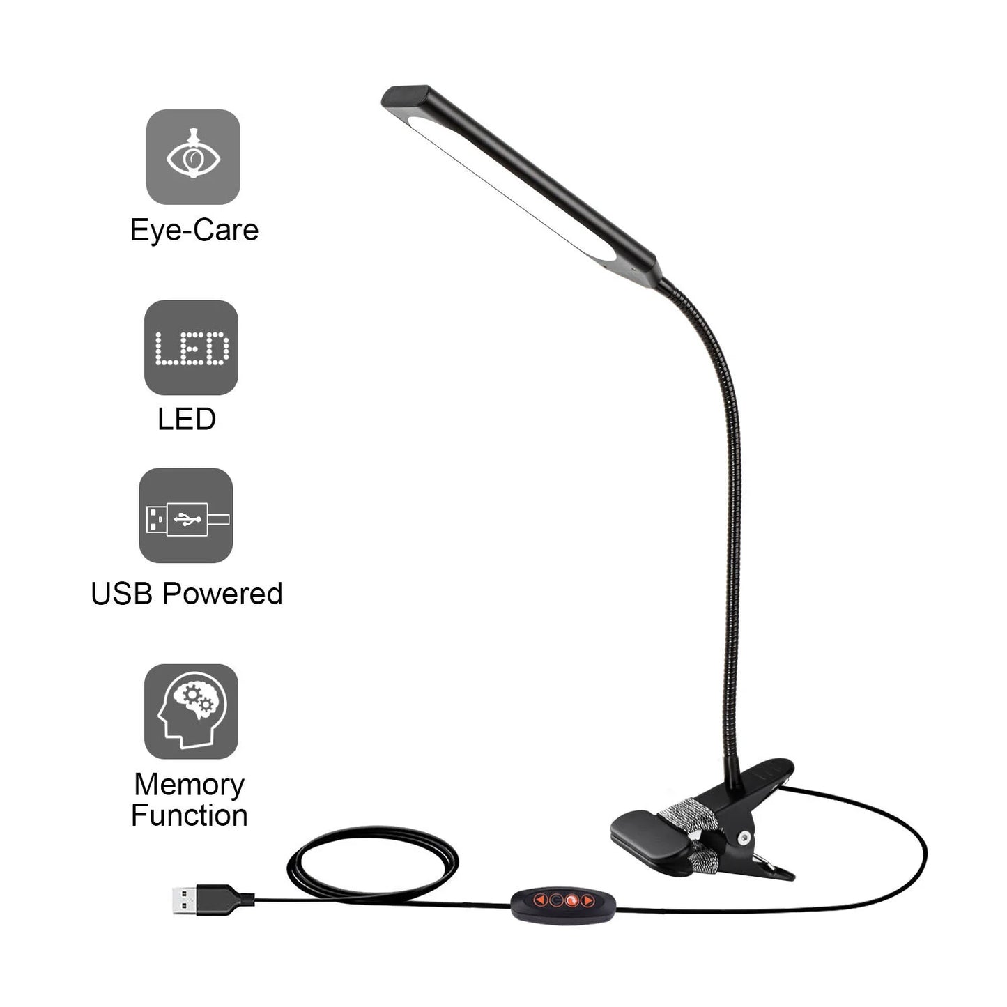LED Desk Lamp Adjustable Neck Lamp with Clamp 5V