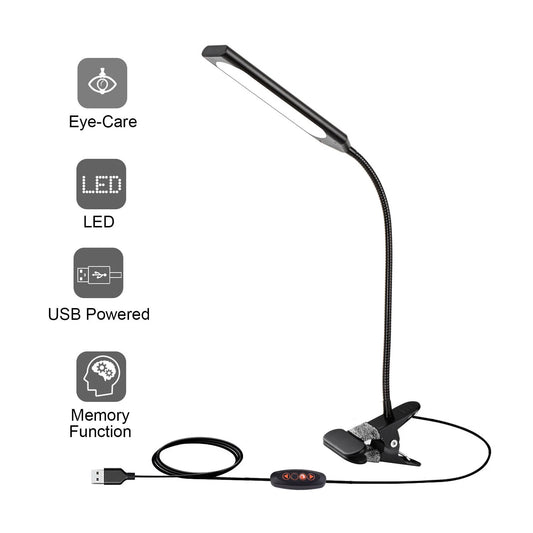 LED Desk Lamp Adjustable Neck Lamp with Clamp 5V