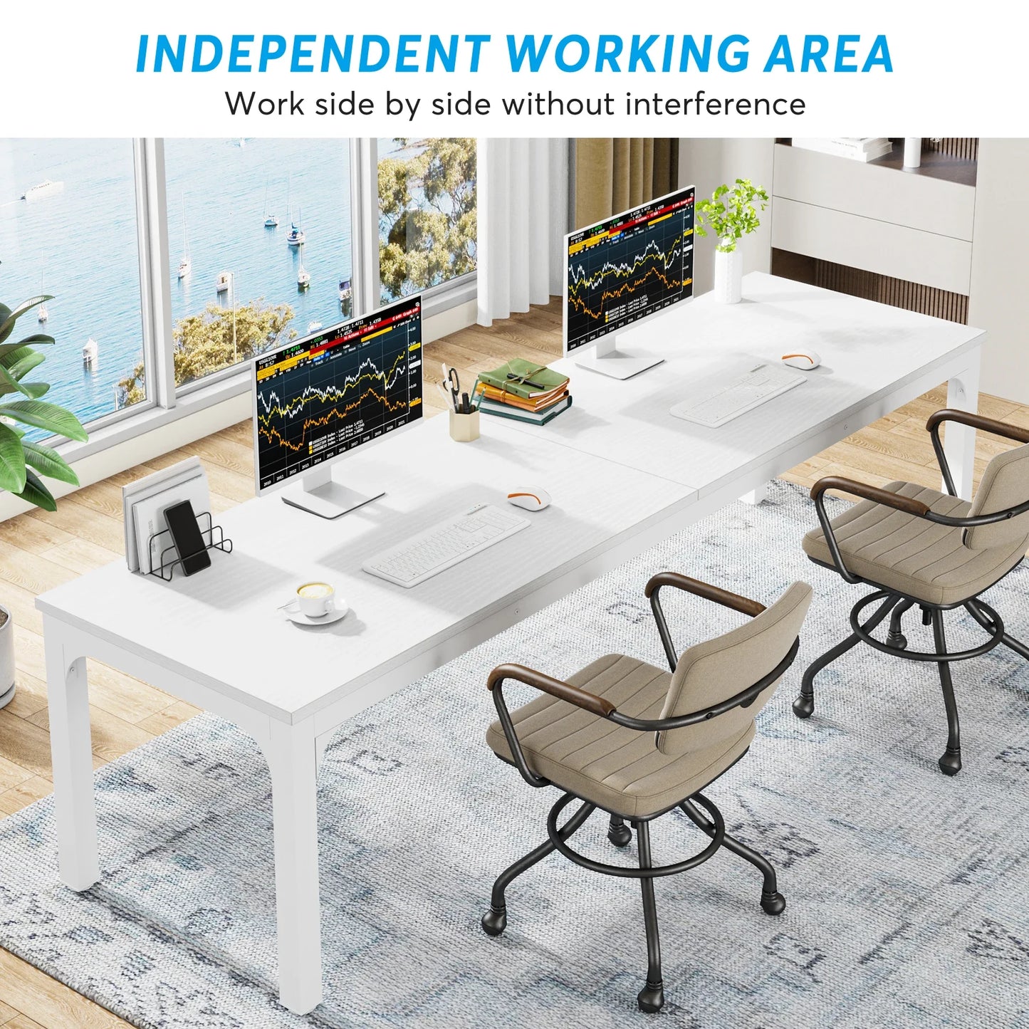 Tribesigns 78.7 Inches Extra Long Computer Desk, 2 Person Desk