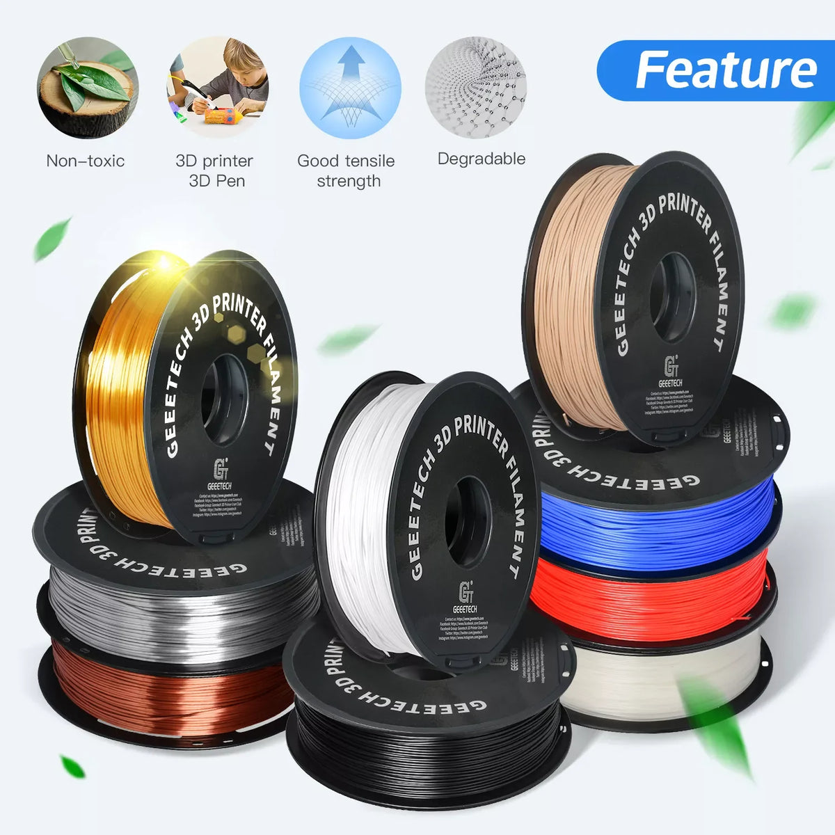 Geeetech 5Kg Standard PLA Filament 1.75mm, Multiple Colour
