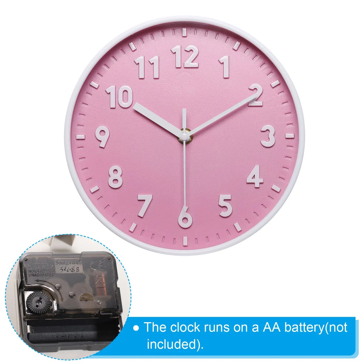 8 Inch Wall Clock 3D Non-Ticking Round Wall Clocks for Office