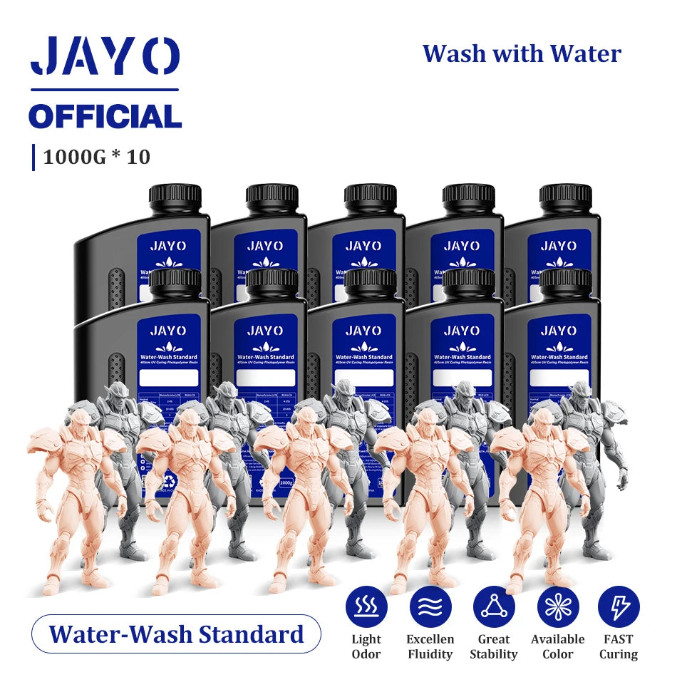 JAYO Water Wash  405nm UV Resin 10kg ABS Like 3D Printer Resin 405nm UV Standard Rapid Photopolymer Resin for LCD/DLP/SLA