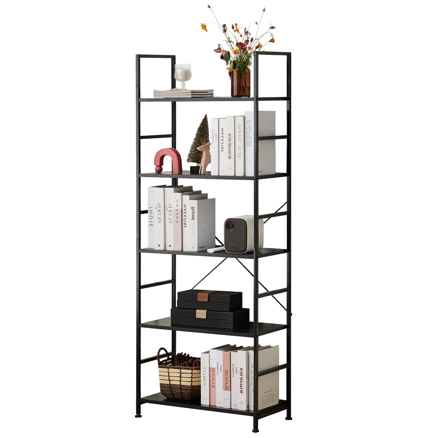 JHK 5 Tier Bookcase Bookshelf Modern Book Case