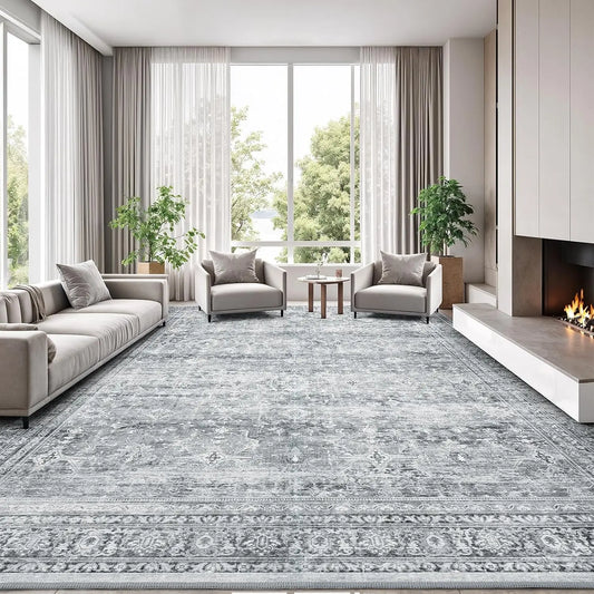 8x10 Washable Area Rug with Non-Slip Backing, for Living Room Office
