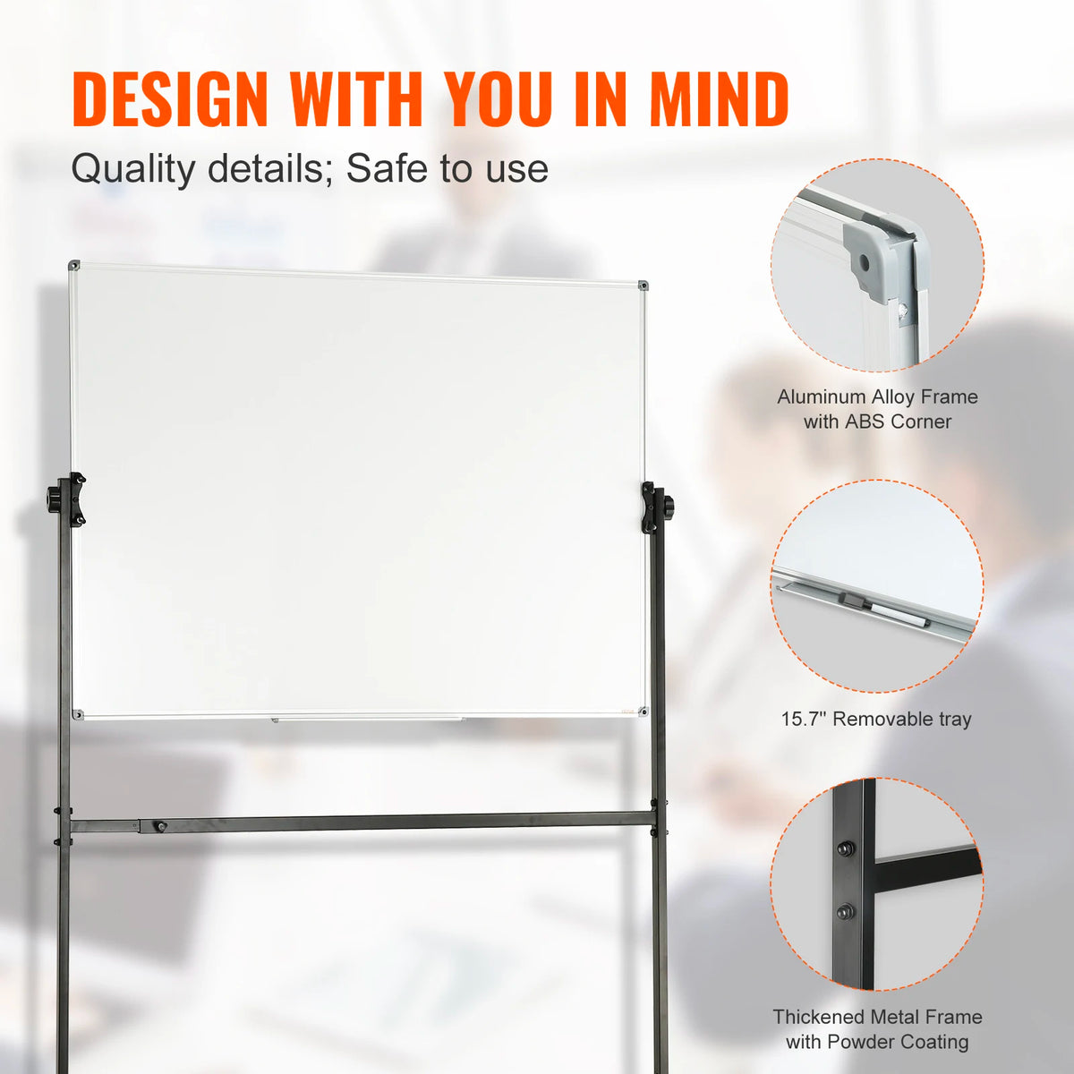 VEVOR Rolling Magnetic Whiteboard Double-Sided 360° Reversible