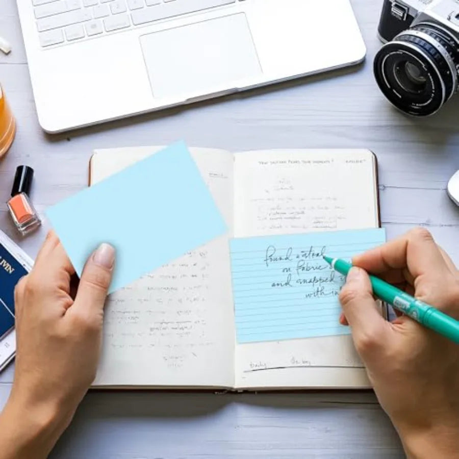 200 Count Index Cards 4x6 Inch, Colored Flash Card 40 Sheets Each