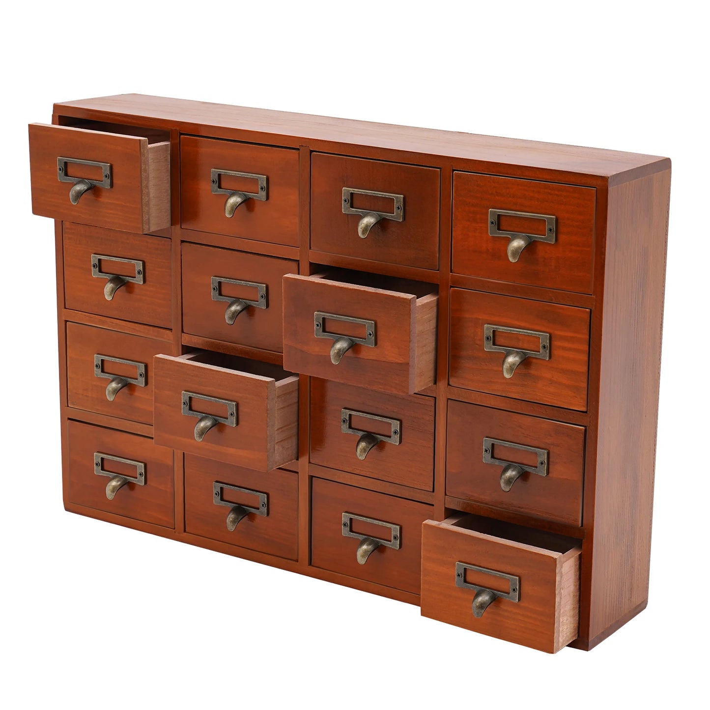 Desk Drawer Organizer, Wooden Vintage Apothecary Cabinet with 16 Drawers