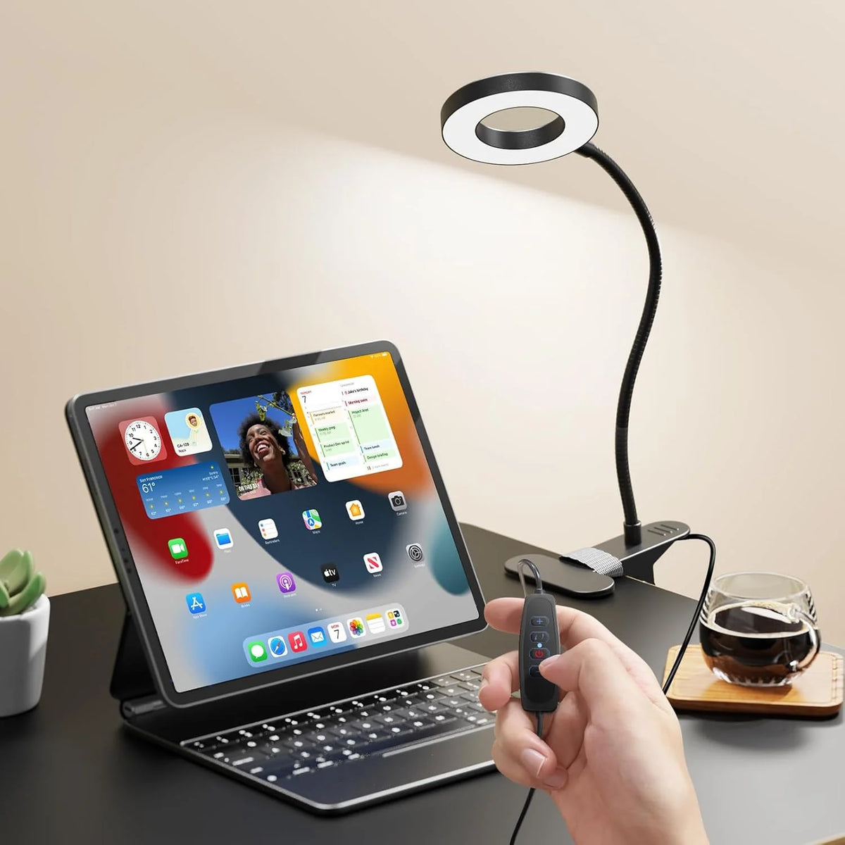 LED Clip-On Magnifying Desk Lamp 5X Magnifier USB Powered 3 Colors 10 Levels