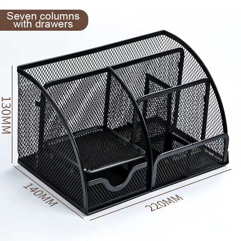 1PC Pen Holder Large Capacity Metal Desktop Storage Box for Office and School Supplies