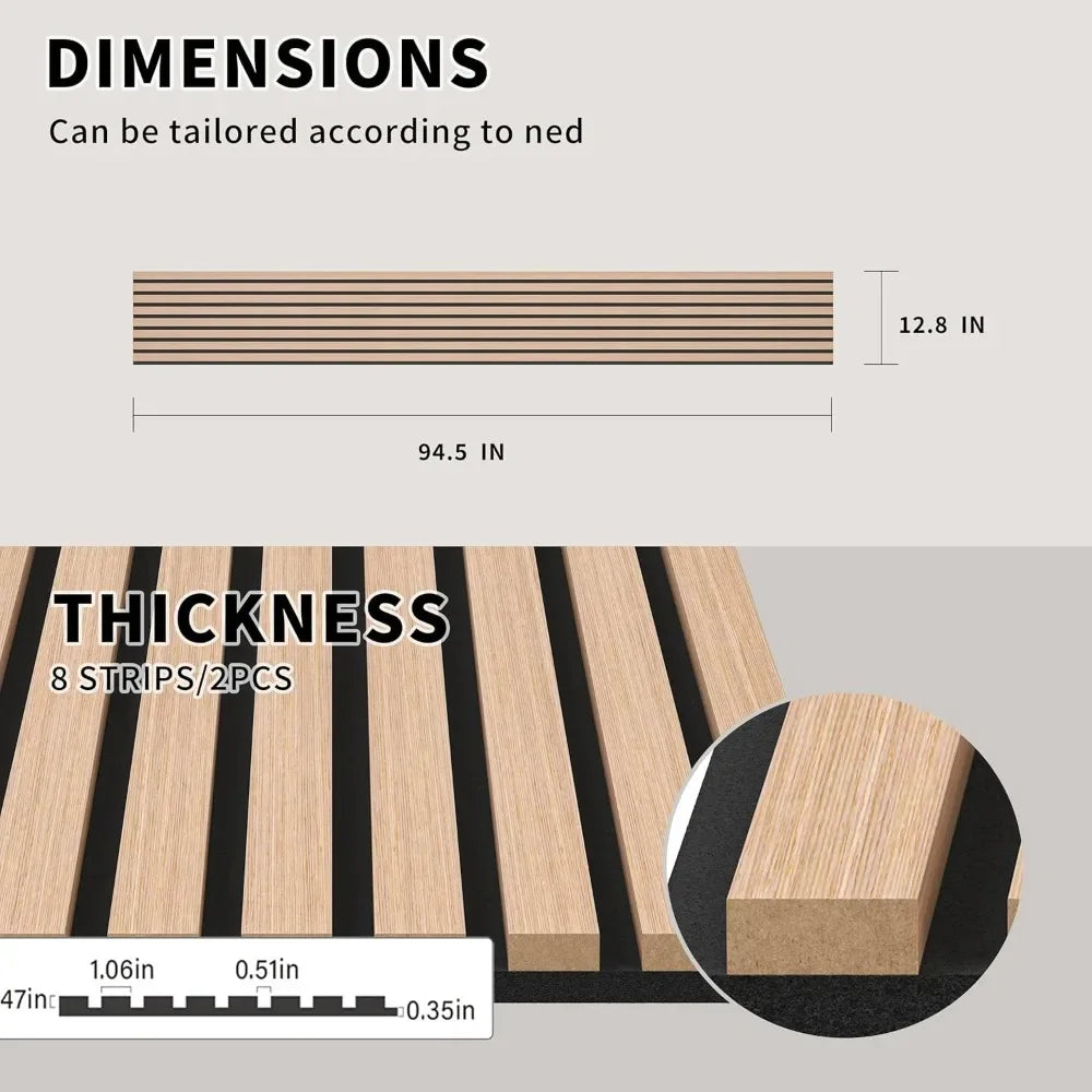 Wood Slat Wall Panels, 4 Pack Accent Decorative Acoustic Wood Slats for Wall and Ceilings