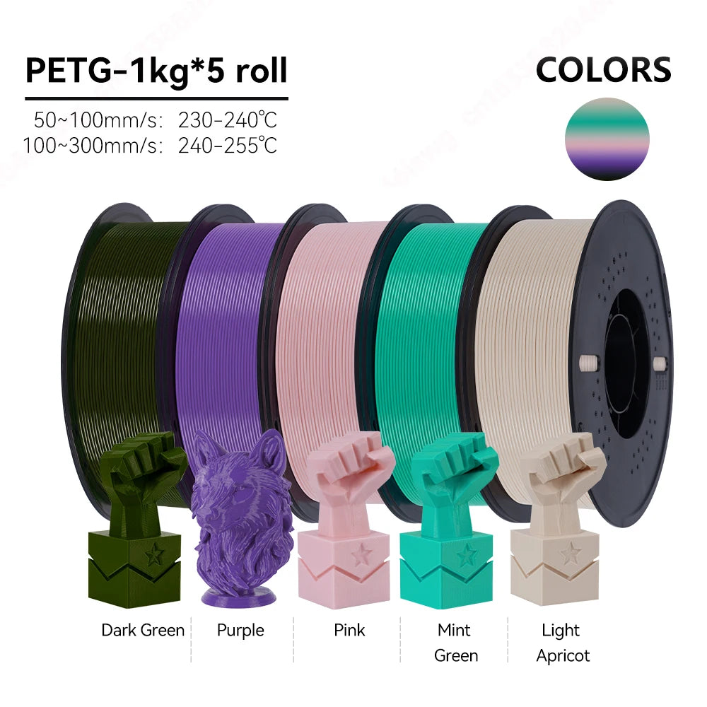 KINGROON 22LBS PETG filament 3D Printer Filament 5/10 Rolls 1KG