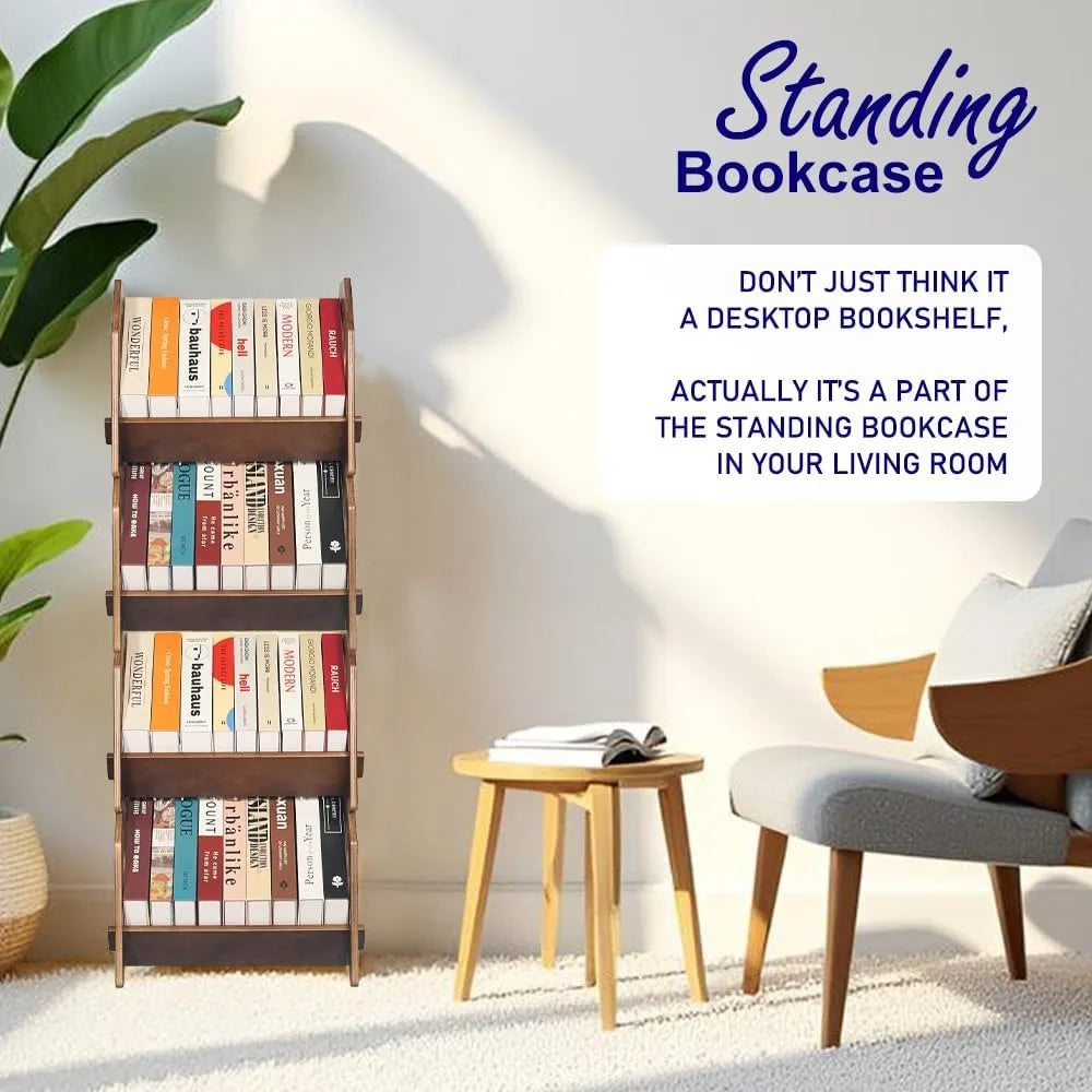 Compact Stackable Bookshelf Organizer with Handle