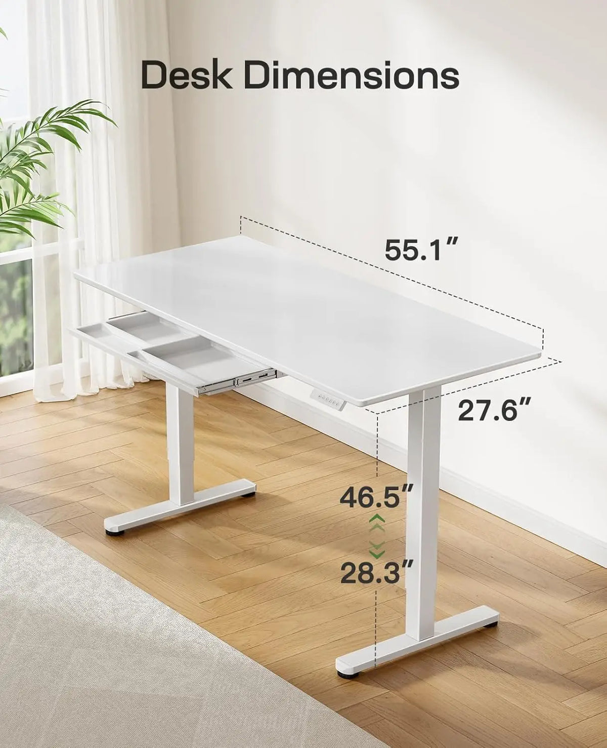 Glass Standing Desk with Drawer 58 X 28 Adjustable Height