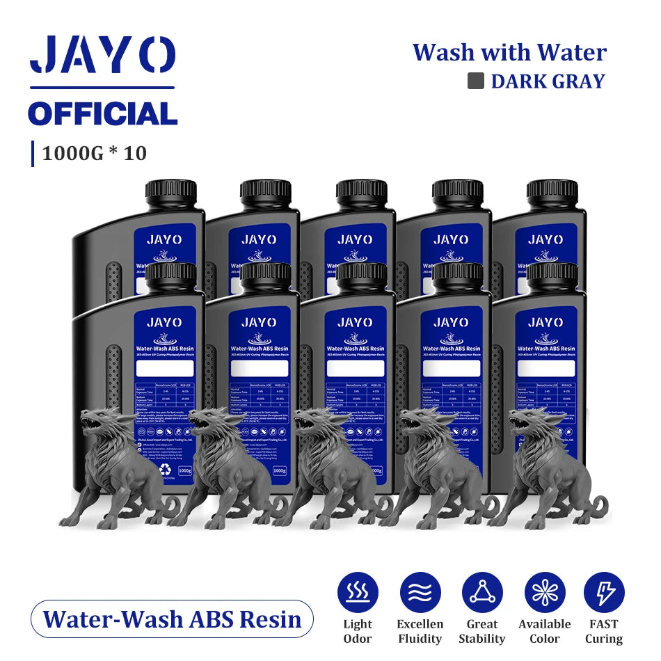 JAYO Water Wash  405nm UV Resin 10kg ABS Like 3D Printer Resin 405nm UV Standard Rapid Photopolymer Resin for LCD/DLP/SLA
