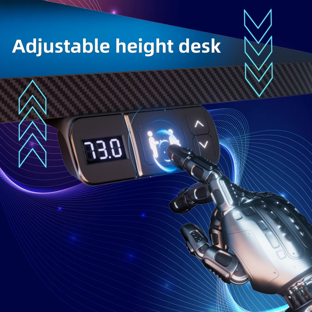 NEBMAAX Electric Height-Adjustable Gaming Desk with LED Lighting