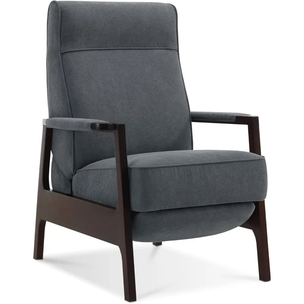 Pushback Recliner Chair with Wooden Armrests