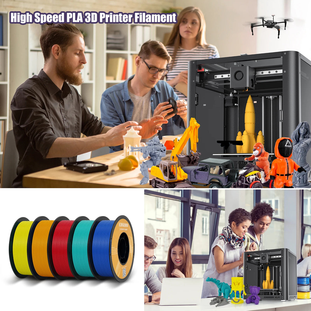 KINGROON HS-PLA Filament 1.75mm High Speed PLA 5/10KG