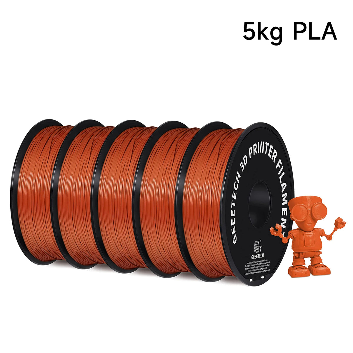 Geeetech 5Kg Standard PLA Filament 1.75mm, Multiple Colour