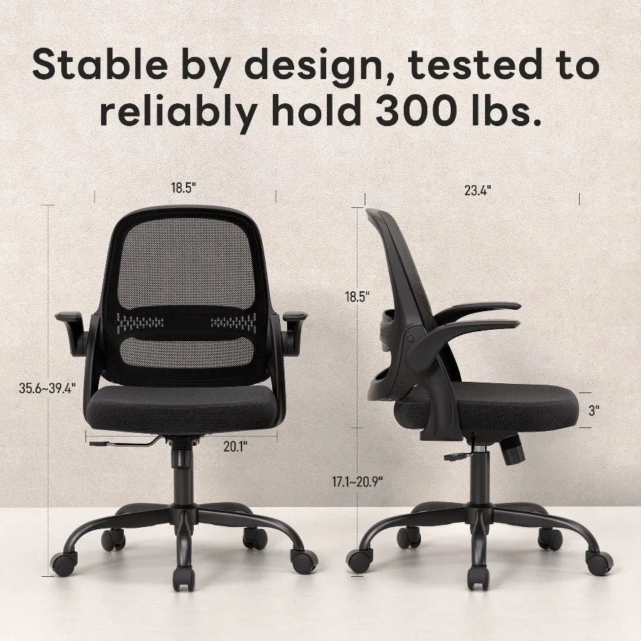 TMV Ergonomic Mesh Office Chair with Lumbar Support & Wheels