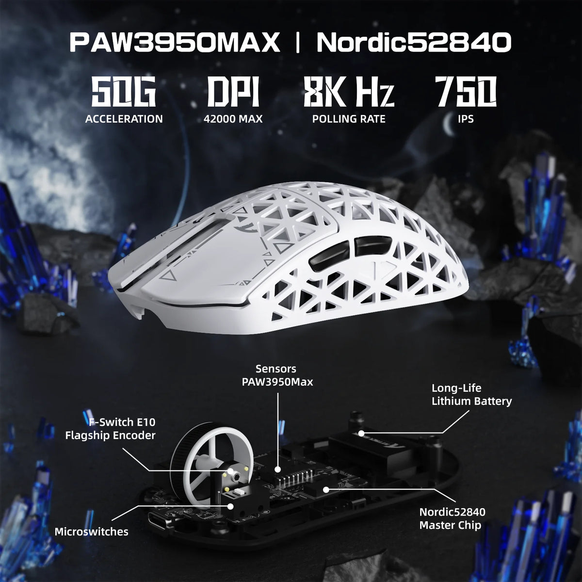ATTACK SHARK R5 Ultra Carbon Fiber Wireless Gaming Mouse (42000 DPI)