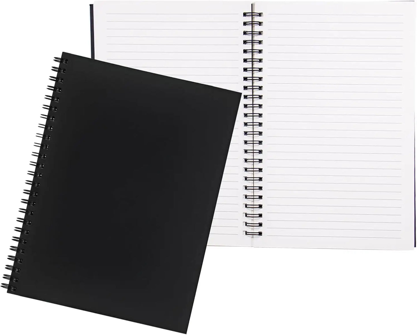 2-Pack College Ruled Spiral Notebook, Soft Black Cover, 100 Pages