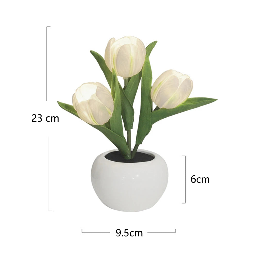 Led Simulation Tulip Night Light Fake Flower Table Lamp