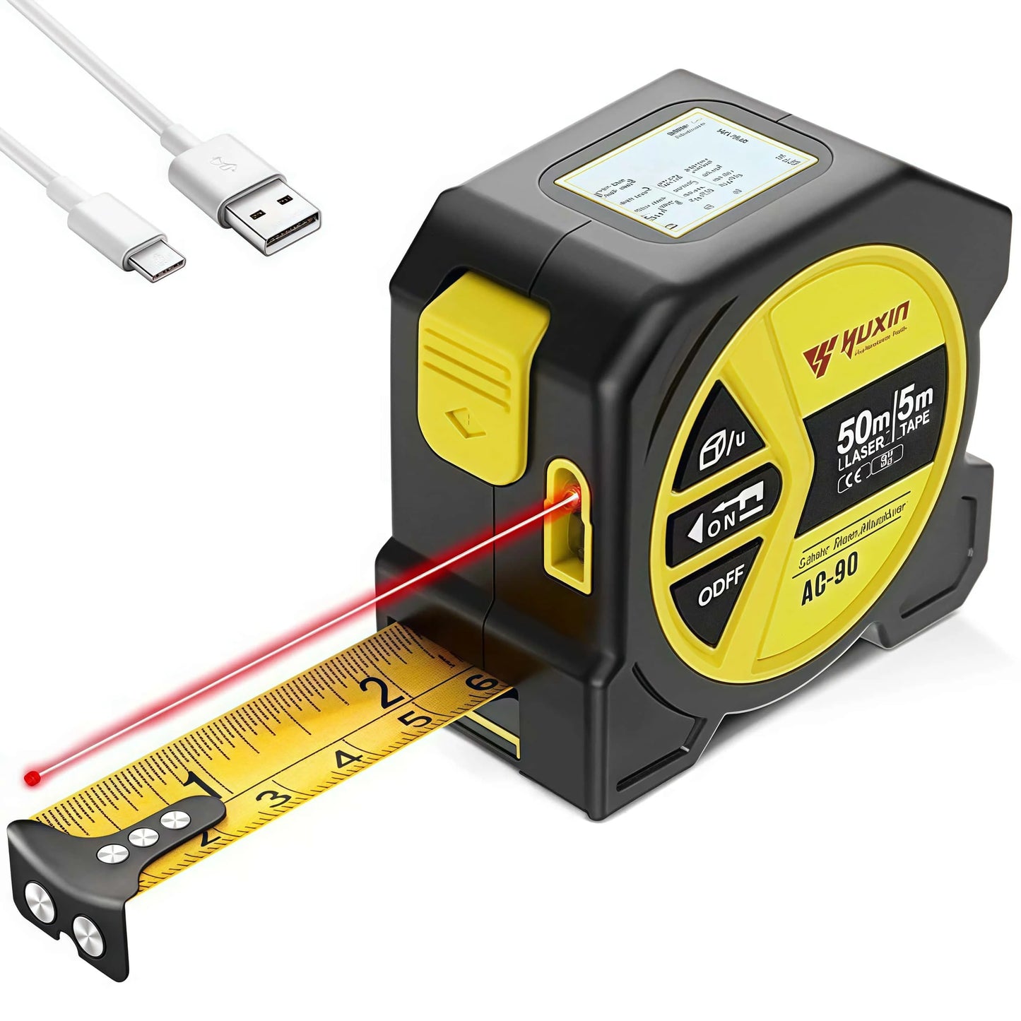 50m Laser 5m Steel Tape Measure - Digital Display Hook Loop 1PC