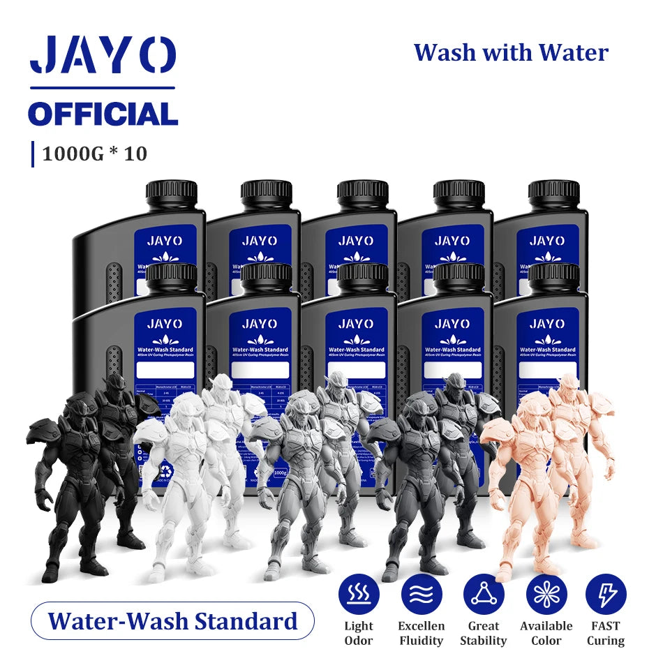 JAYO Water Wash  405nm UV Resin 10kg ABS Like 3D Printer Resin 405nm UV Standard Rapid Photopolymer Resin for LCD/DLP/SLA