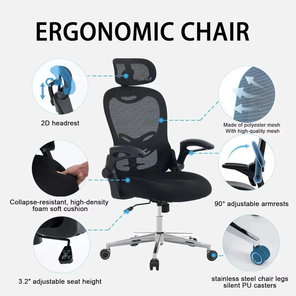 Office Chair, Adjustable High Back Lumbar Support