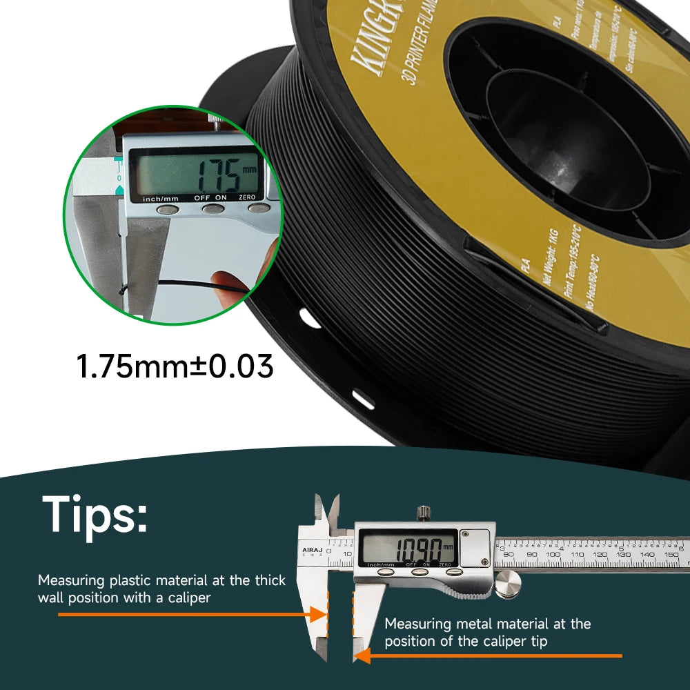 KINGROON 10KG PLA/ ABS/ PETG Filament 1.75mm Black White Gray, 10 Rolls