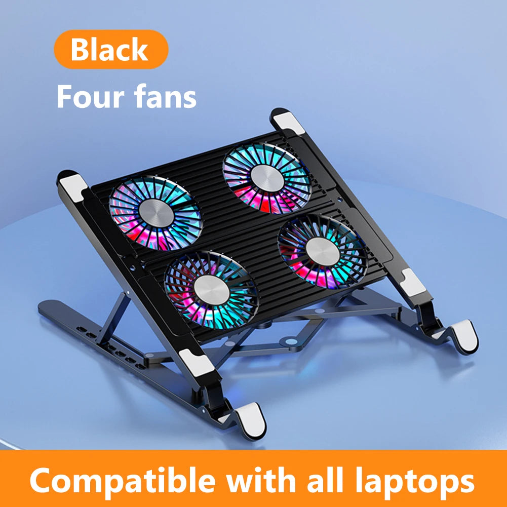 Laptop Cooling Pad with 2/4 Fans Foldable Notebook Stand RGB