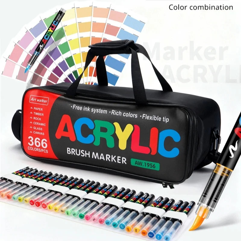 288/366Colors Straight Liquid Acrylic Markers, Portable Hard Case