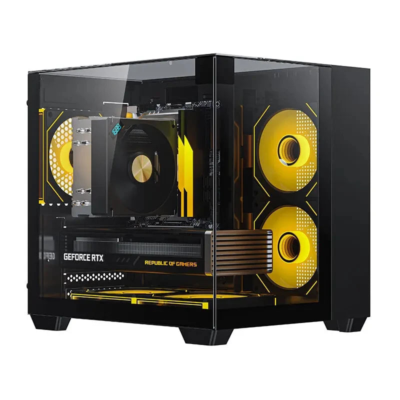 Yeah Magic CUBE PC Case Double-Sided Tempered Glass FANS*3