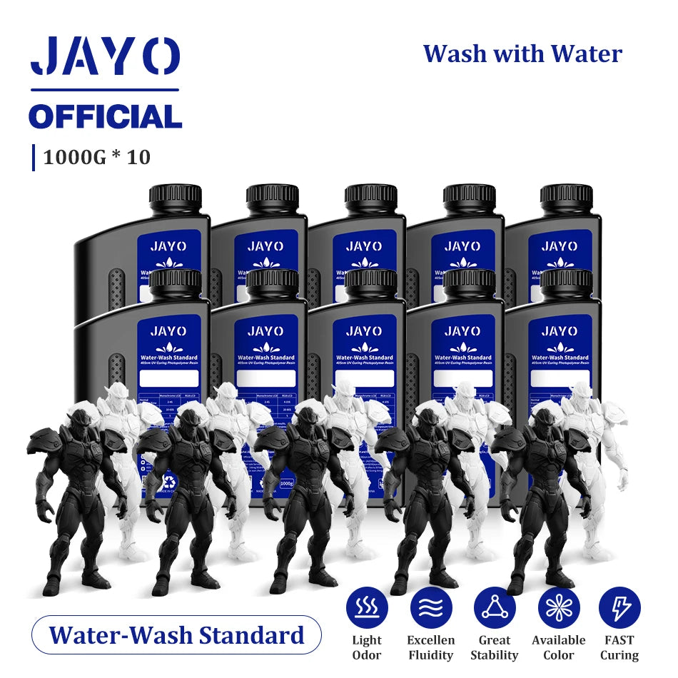 JAYO Water Wash  405nm UV Resin 10kg ABS Like 3D Printer Resin 405nm UV Standard Rapid Photopolymer Resin for LCD/DLP/SLA