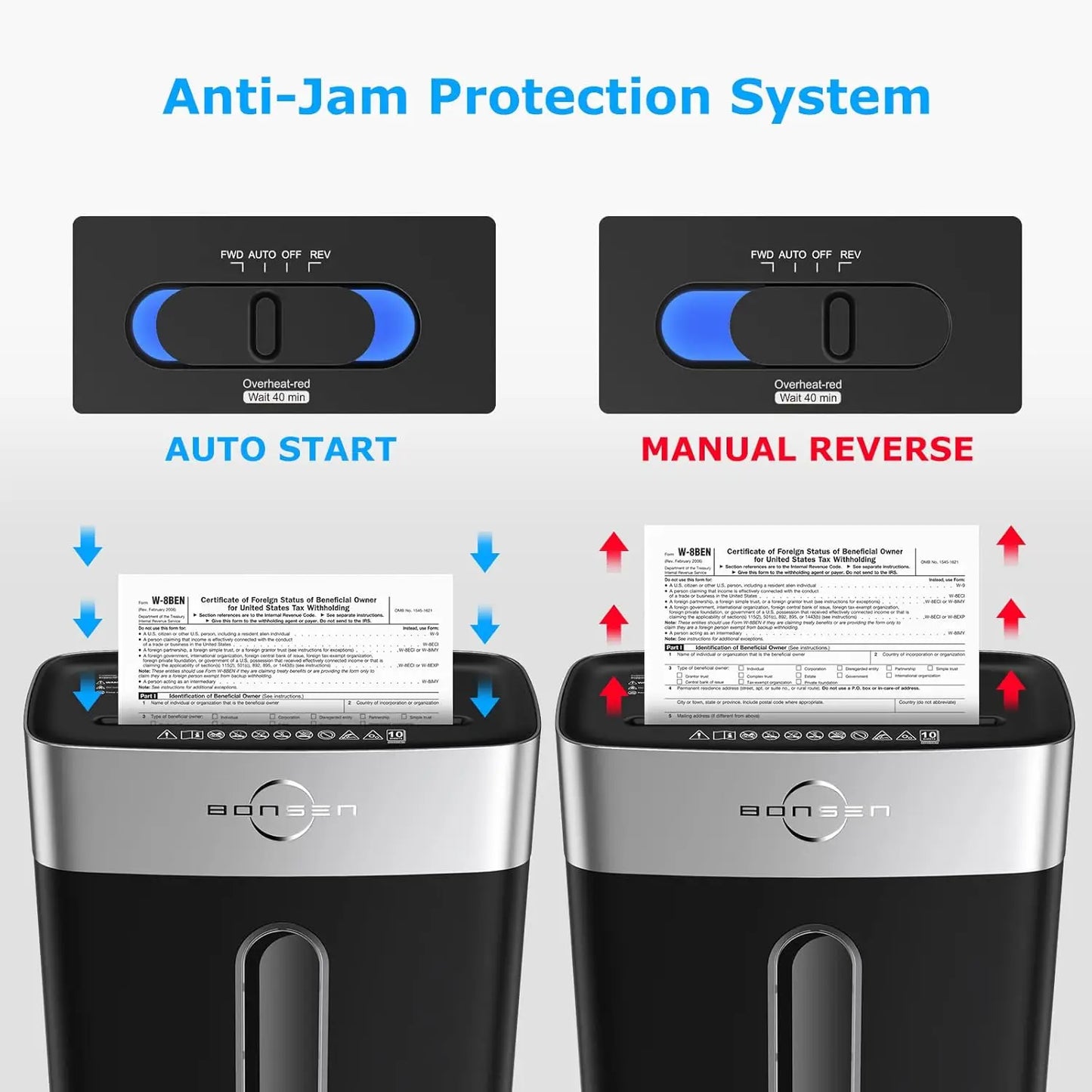 BONSEN 10-Sheet Cross-Cut Home Office Shredder, Jam-Proof& 4 Gal Bin