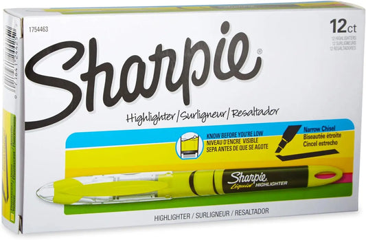 Fluorescent Yellow Chisel Tip Highlighters, 12-Pack