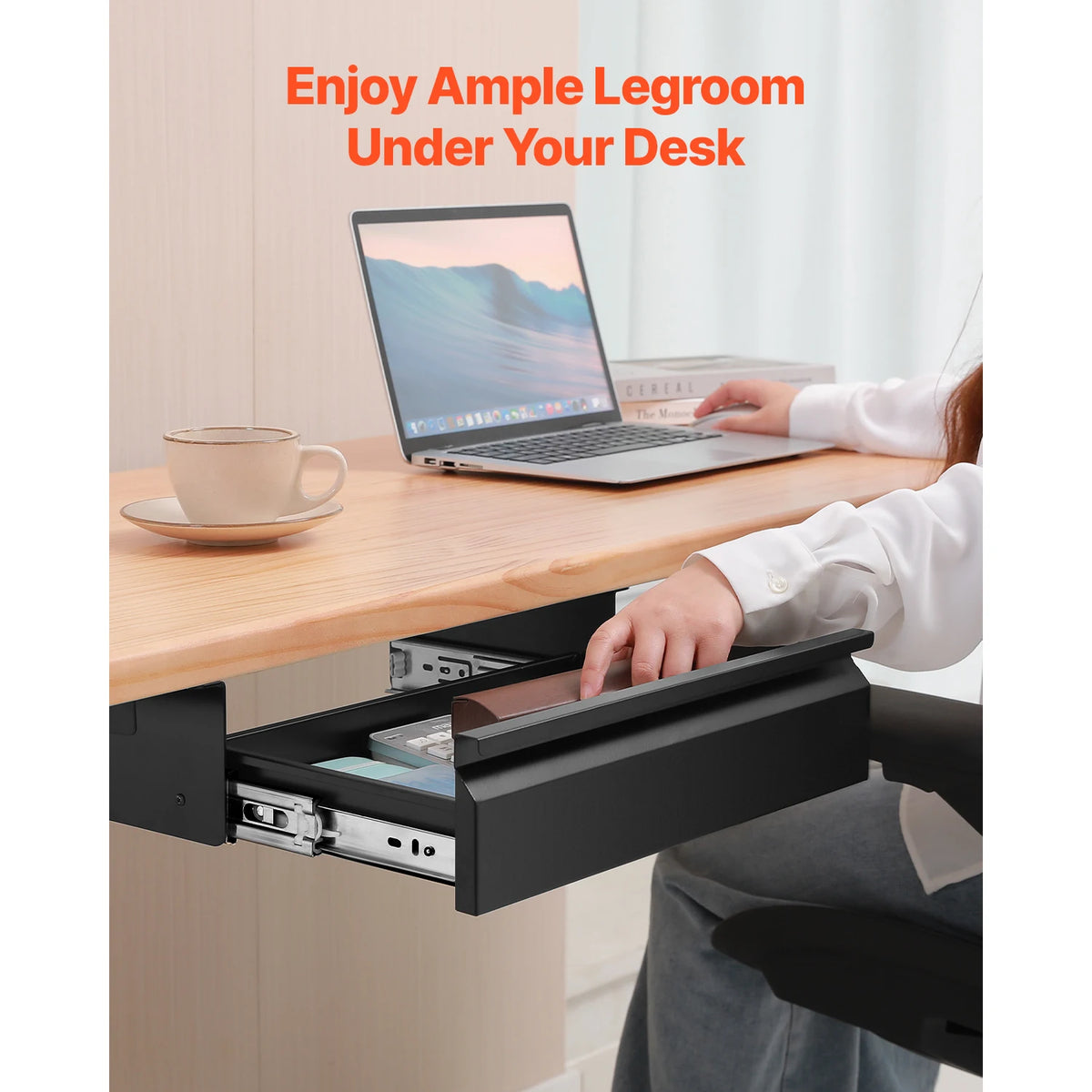SucceBuy 16/26/30in Storage Under Desk Drawer Organizer for Office Home