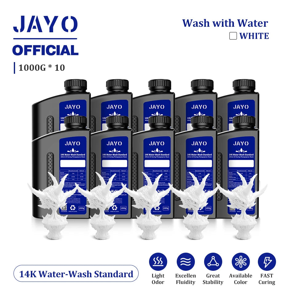JAYO Water Wash  405nm UV Resin 10kg ABS Like 3D Printer Resin 405nm UV Standard Rapid Photopolymer Resin for LCD/DLP/SLA