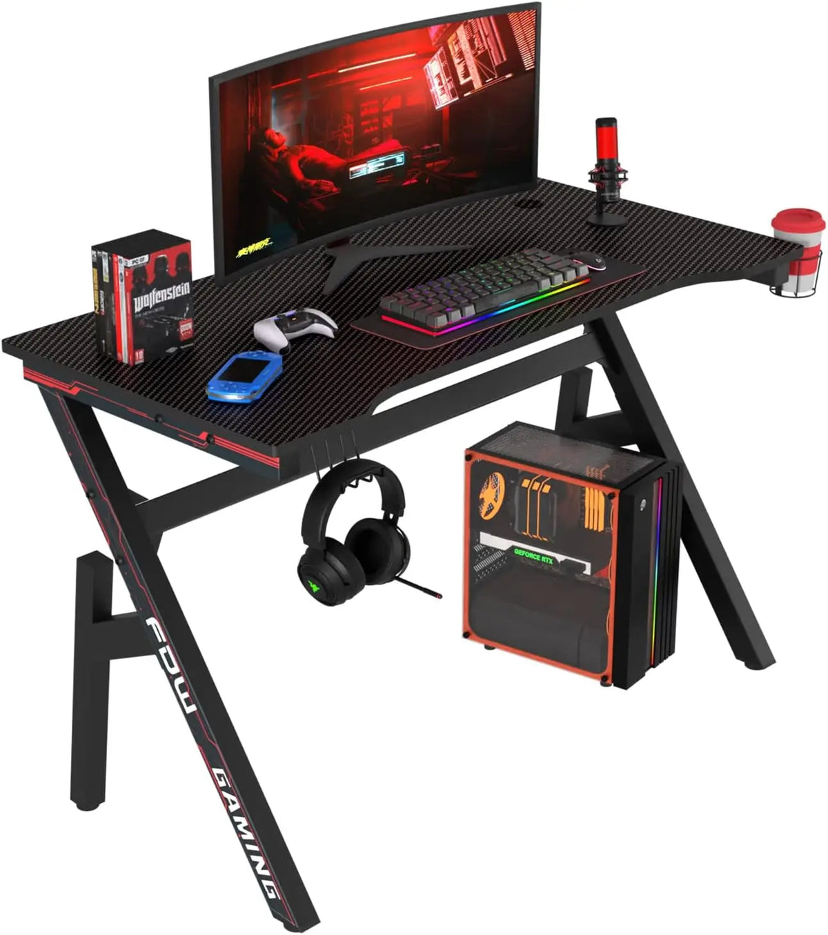 BestOffice Gaming Desk Computer Desk 47 Inch Home Office Workstation