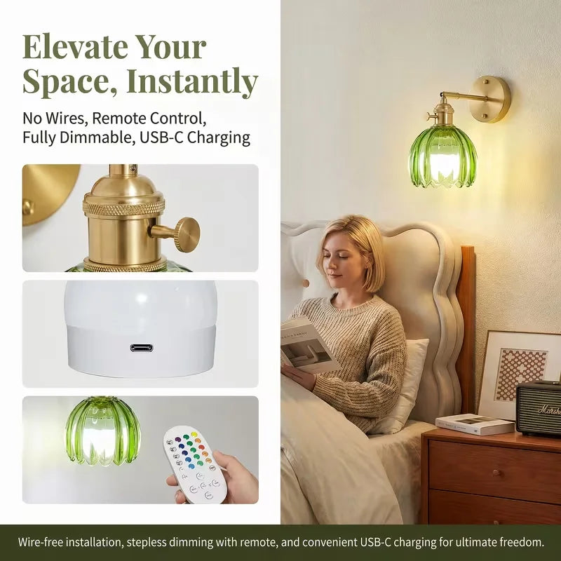 Vintage Wall Sconce 3W Power Aluminum Glass Wall Lamp For Bedroom