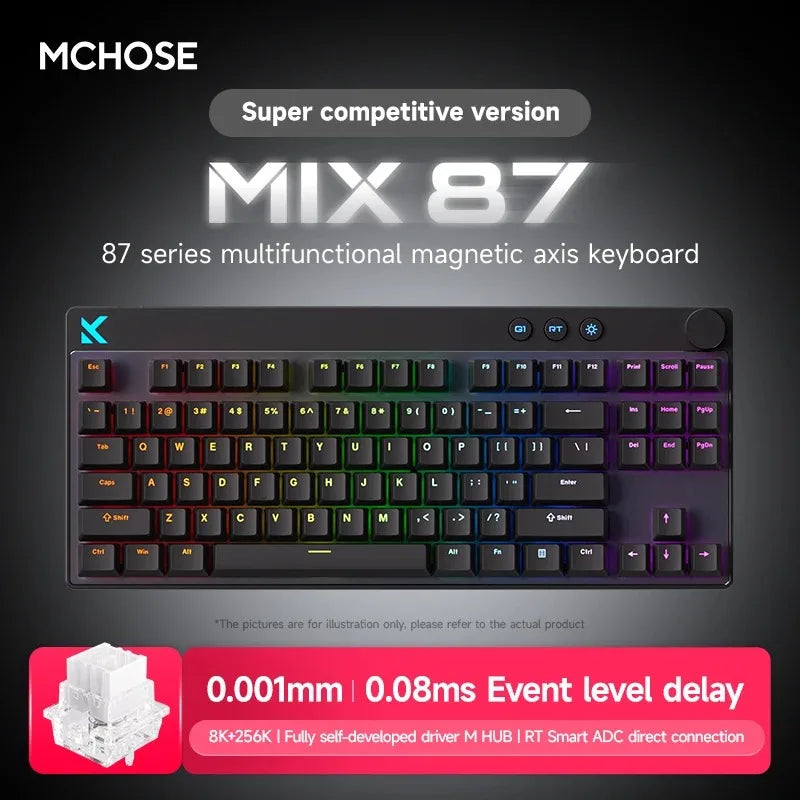 Mchose Mix87 Magnetic Swtich Wired Gaming Keyboard 0.08ms Low Latency