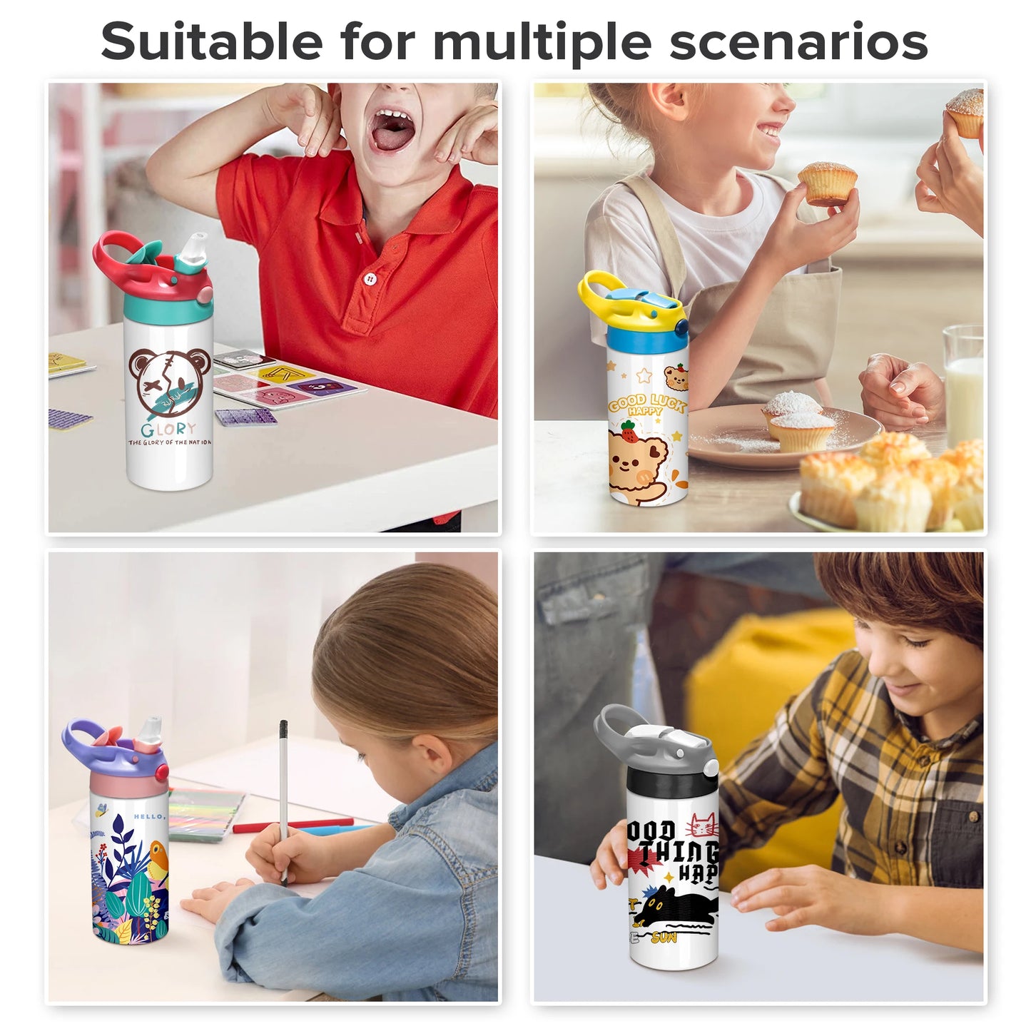 12/30 Pack 12oz Sublimation Kids Tumblers