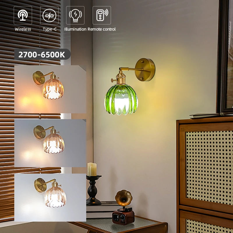 Vintage Wall Sconce 3W Power Aluminum Glass Wall Lamp For Bedroom