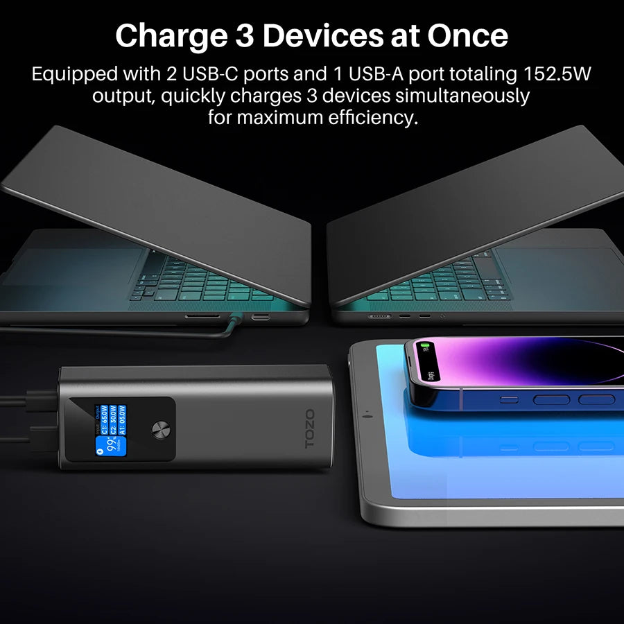 TOZO PB5 Portable Power Bank 27000mAh 3-Port Charger