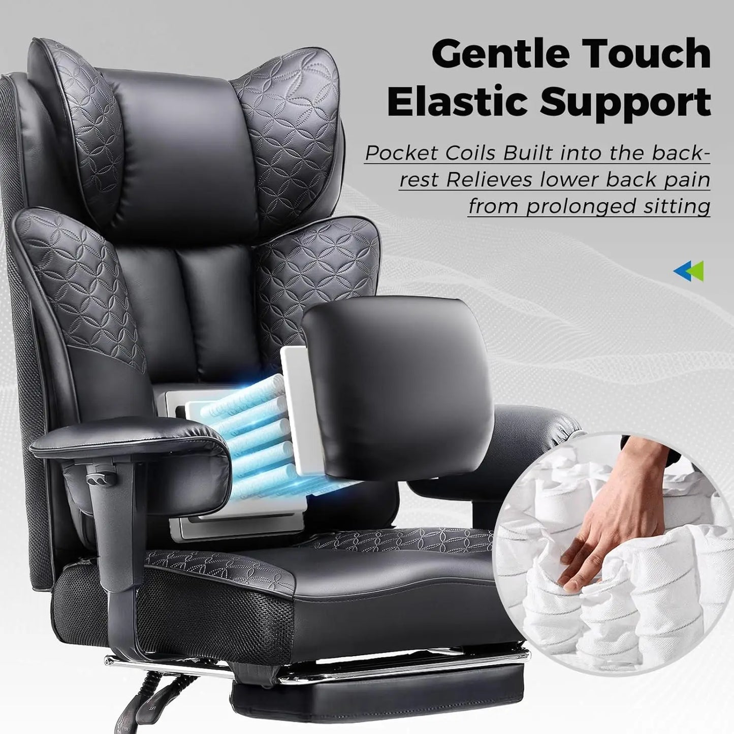 Ergonomic Gaming Chair with Footrest, 400LBS Capacity