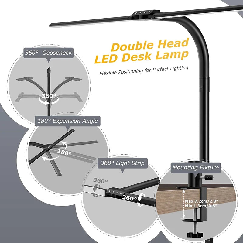 Double Single Head Led Clip Desk Lamp
