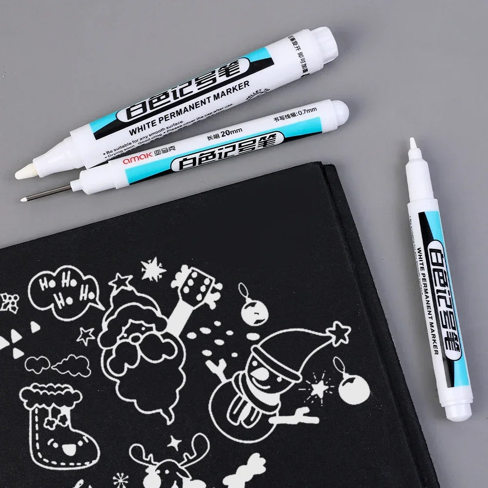 5/1Pcs Oily White Marker Pen Permanent, 0.7mm 1mm 2.5mm
