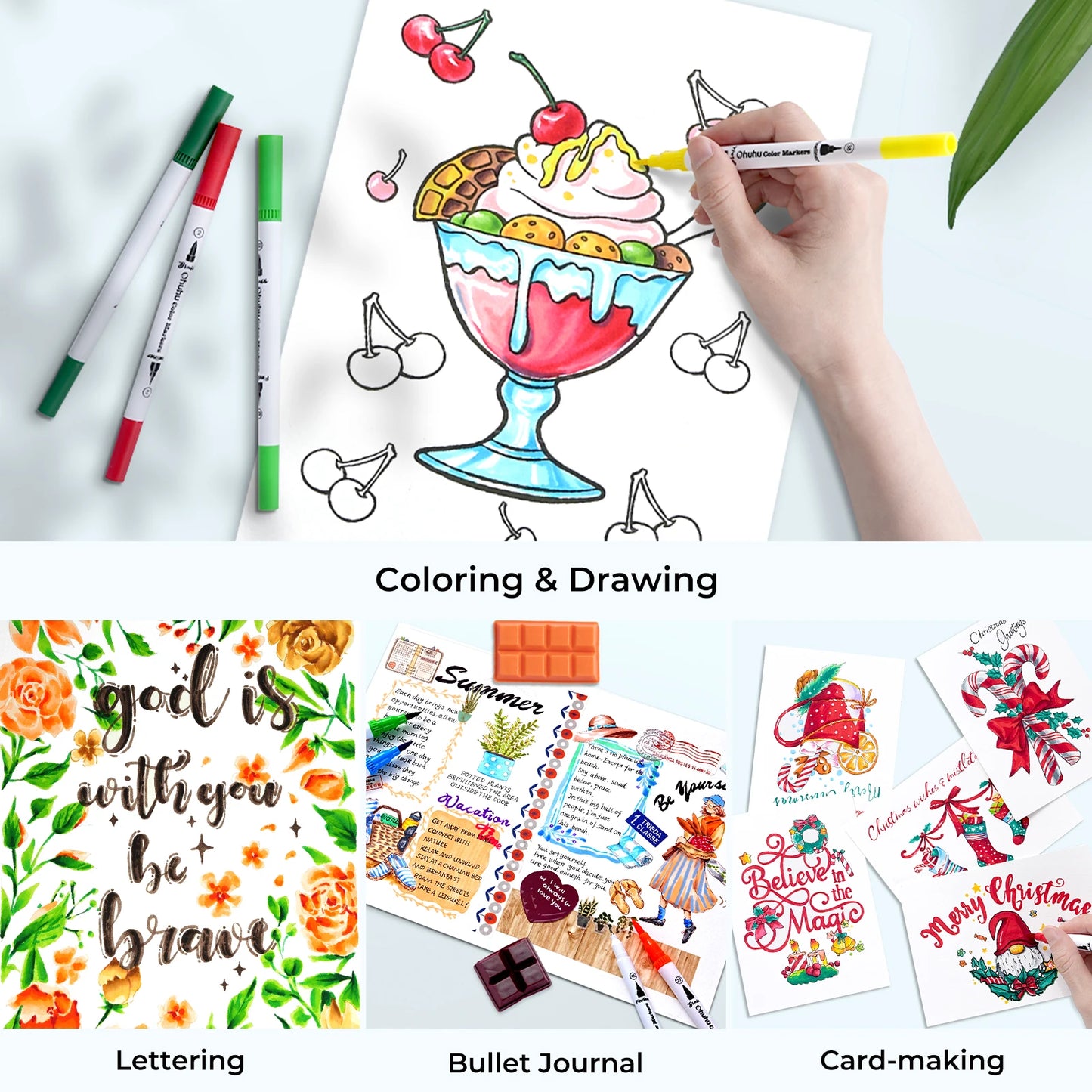 Ohuhu Art Markers Dual Tips Line Marker Set WaterColor