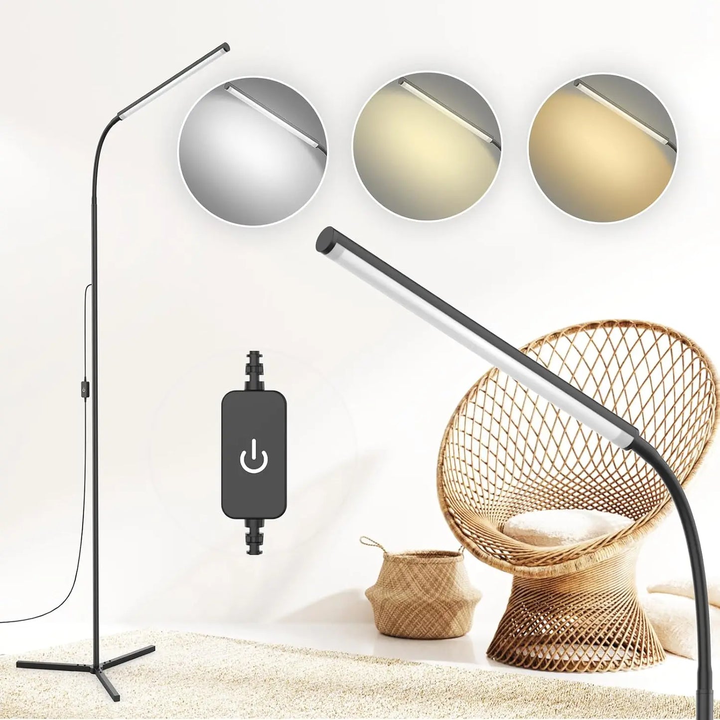 Touch Control Adjustable LED Floor Lamp with Stepless Dimming
