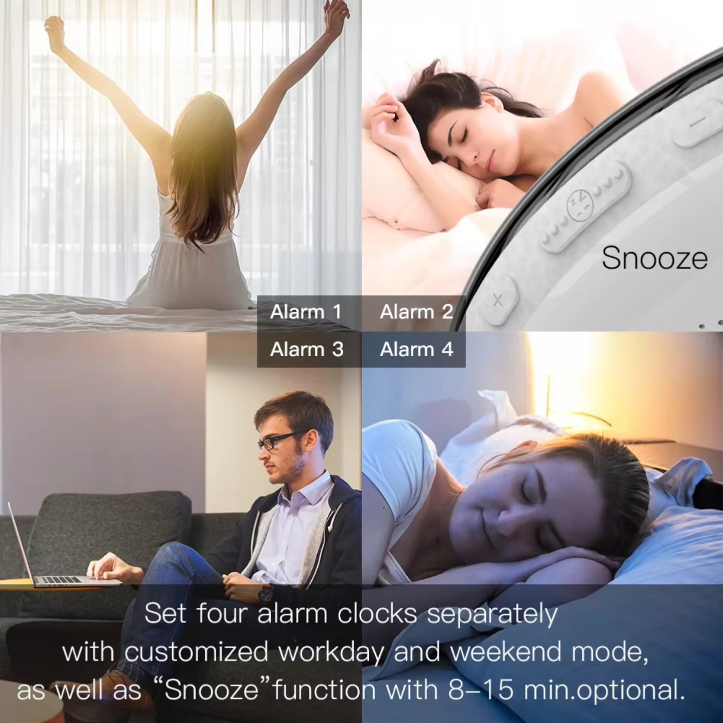 WiFi Smart Wake Light Workday Alarm Clock with 7 Colors